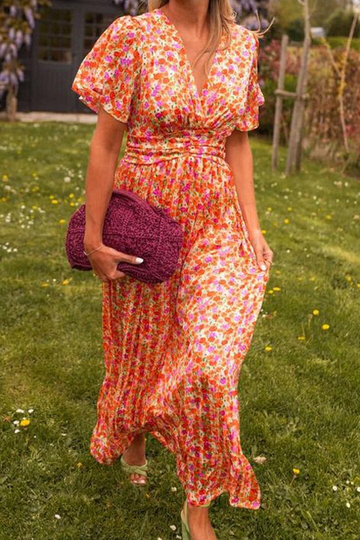 Nina | Floral Maxi Dress A-Line V-Neck