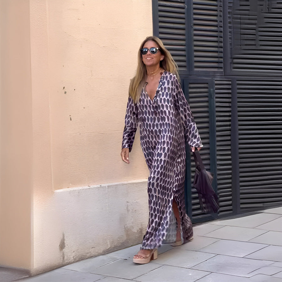 Hadley | Boho Maxi Sundress Long Sleeve V-Neck