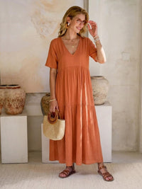 Tiffany | Boho Maxi Dress Tiered V-Neck