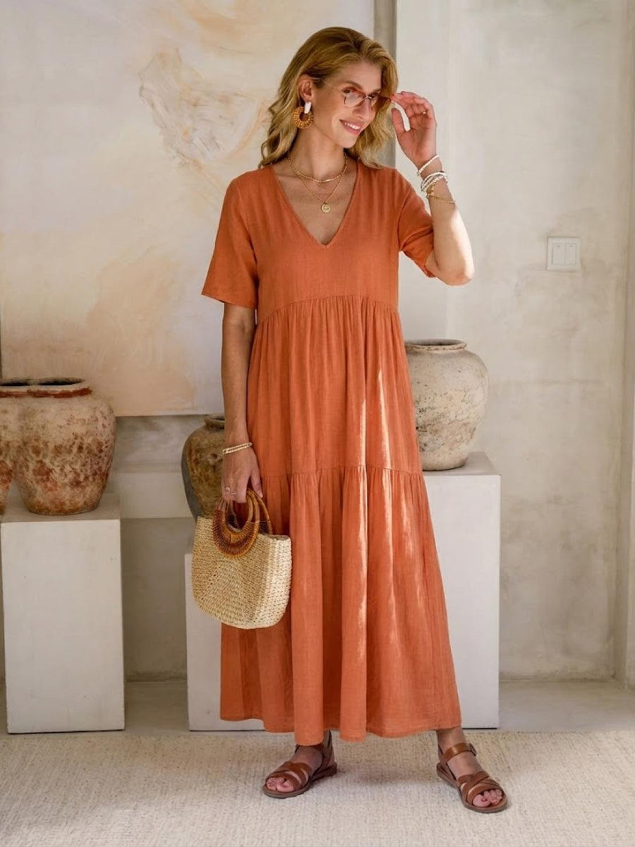 Tiffany | Boho Maxi Dress Tiered V-Neck