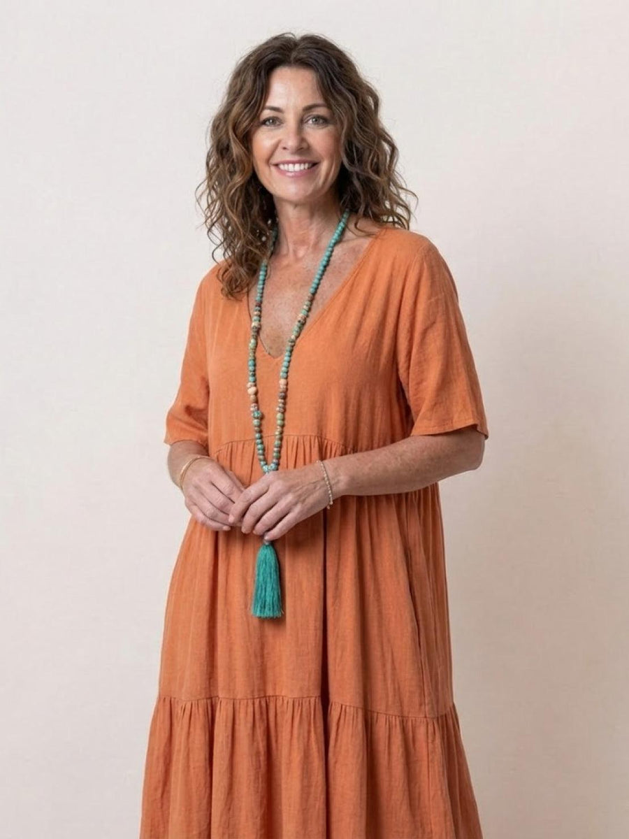 Tiffany | Boho Maxi Dress Tiered V-Neck