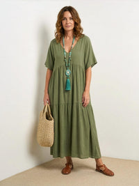 Tiffany | Boho Maxi Dress Tiered V-Neck
