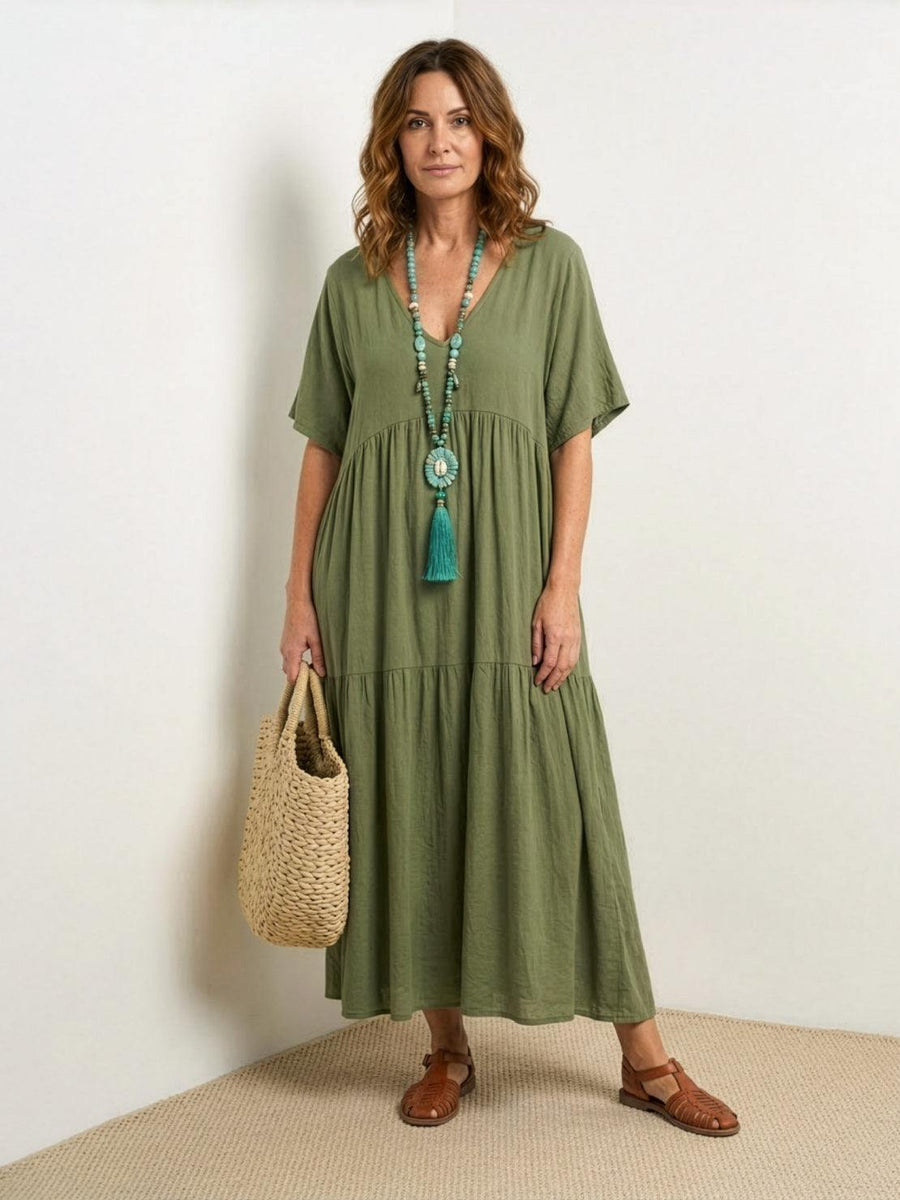 Tiffany | Boho Maxi Dress Tiered V-Neck
