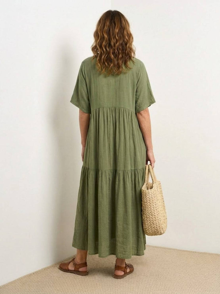 Tiffany | Boho Maxi Dress Tiered V-Neck