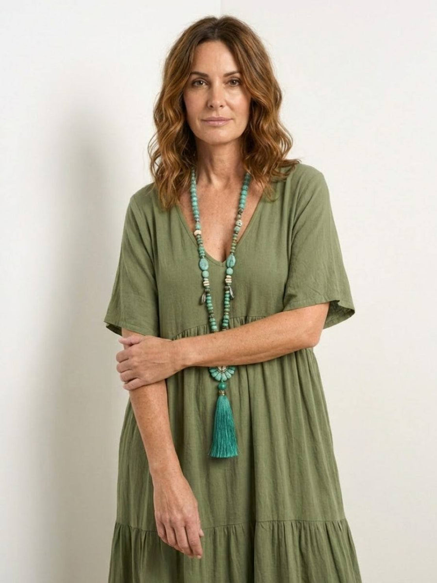 Tiffany | Boho Maxi Dress Tiered V-Neck