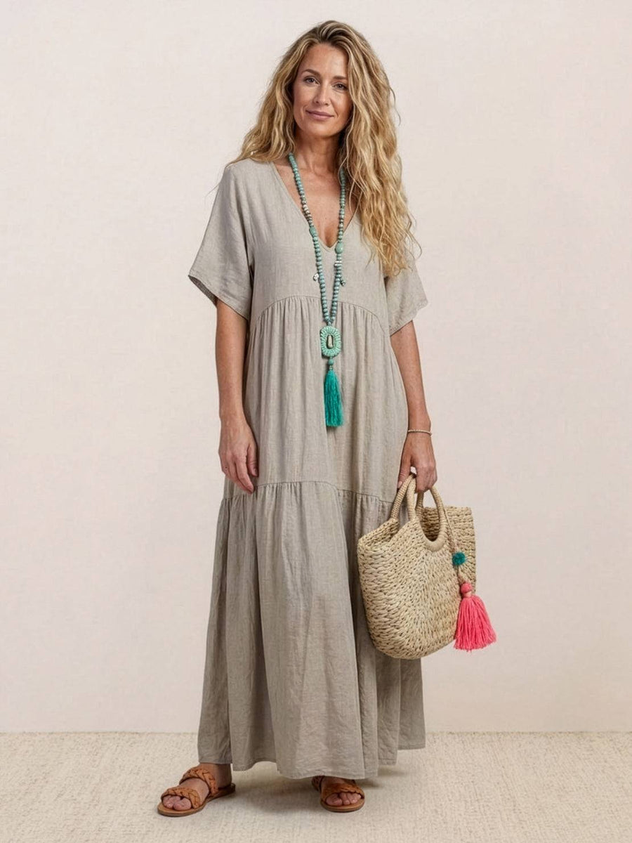 Tiffany | Boho Maxi Dress Tiered V-Neck