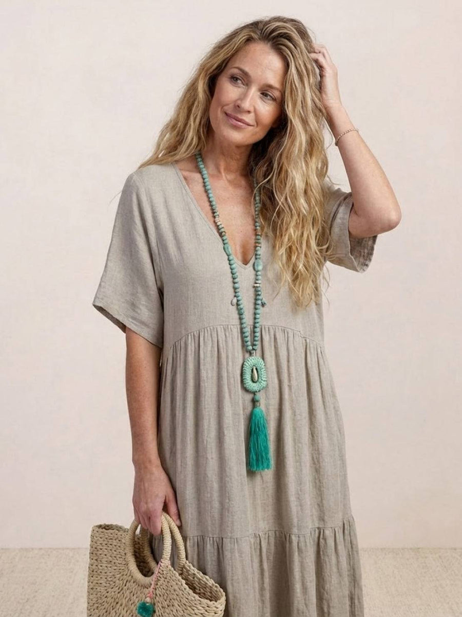 Tiffany | Boho Maxi Dress Tiered V-Neck