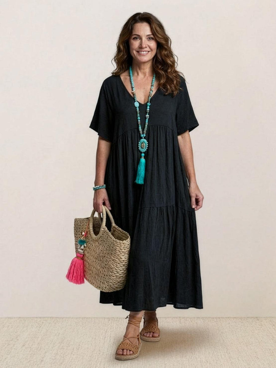 Tiffany | Boho Maxi Dress Tiered V-Neck