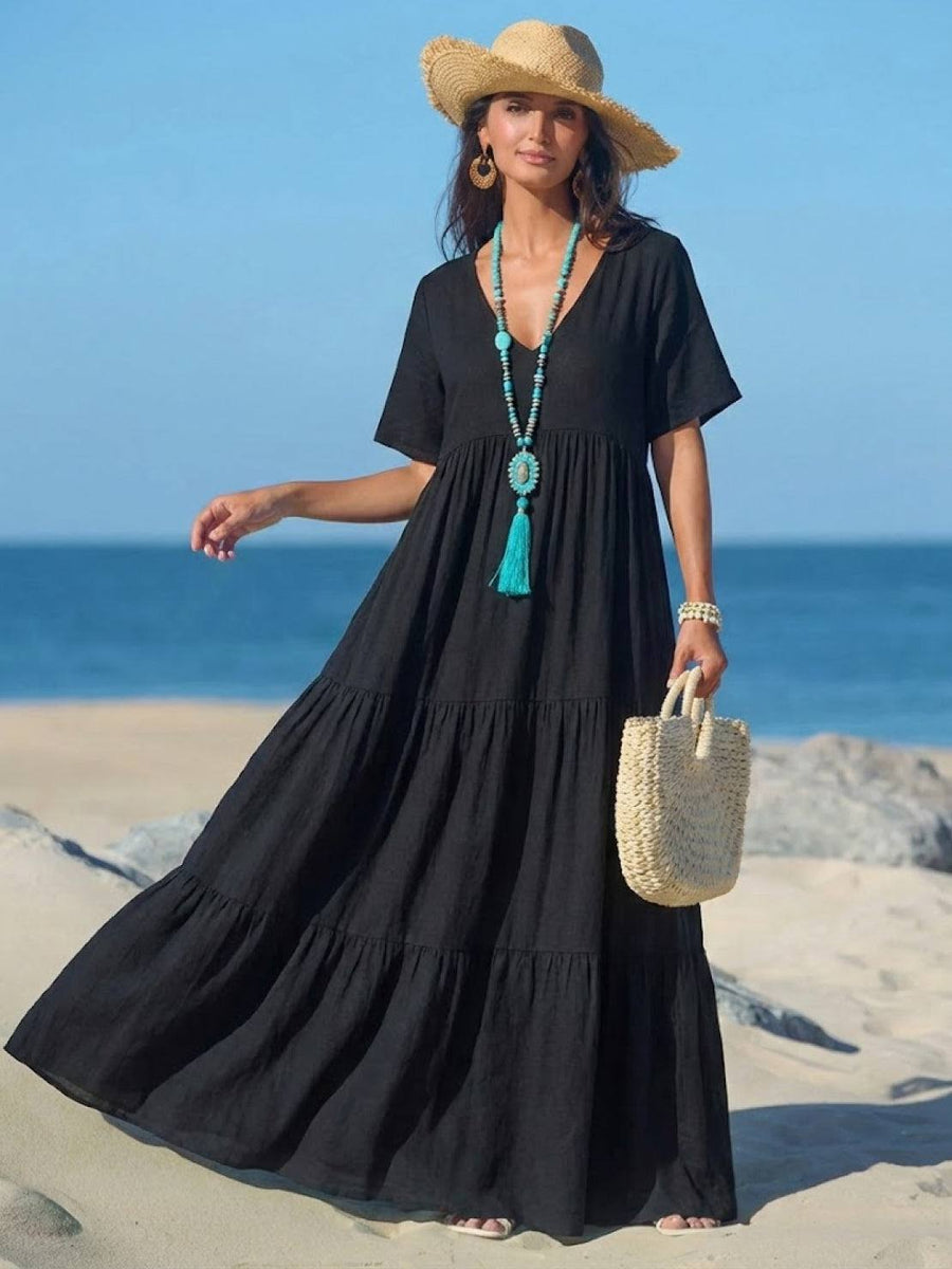 Tiffany | Boho Maxi Dress Tiered V-Neck