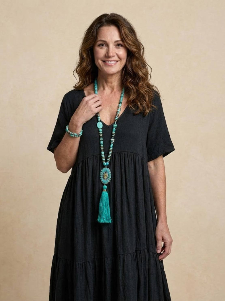 Tiffany | Boho Maxi Dress Tiered V-Neck