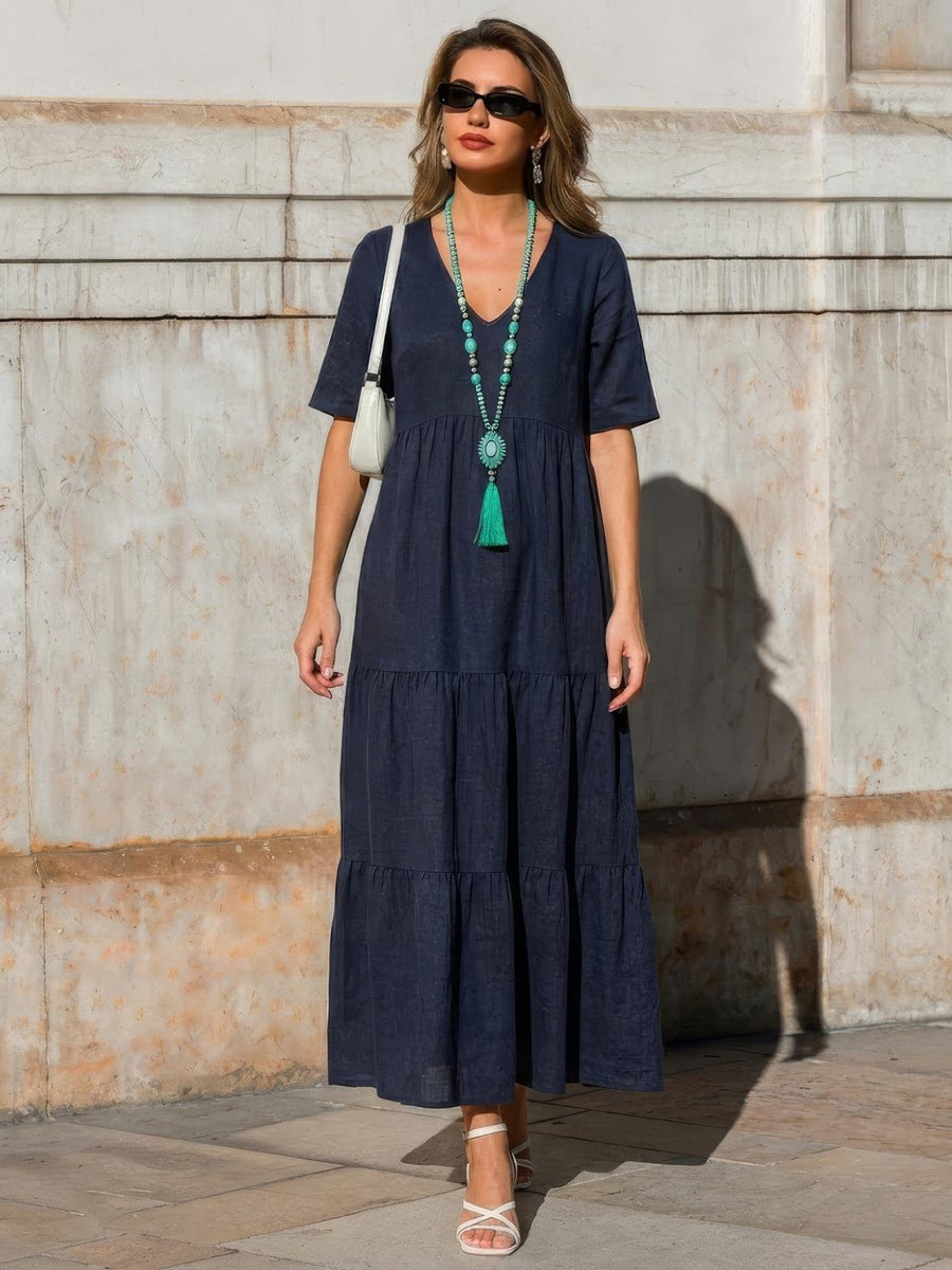 Tiffany | Boho Maxi Dress Tiered V-Neck
