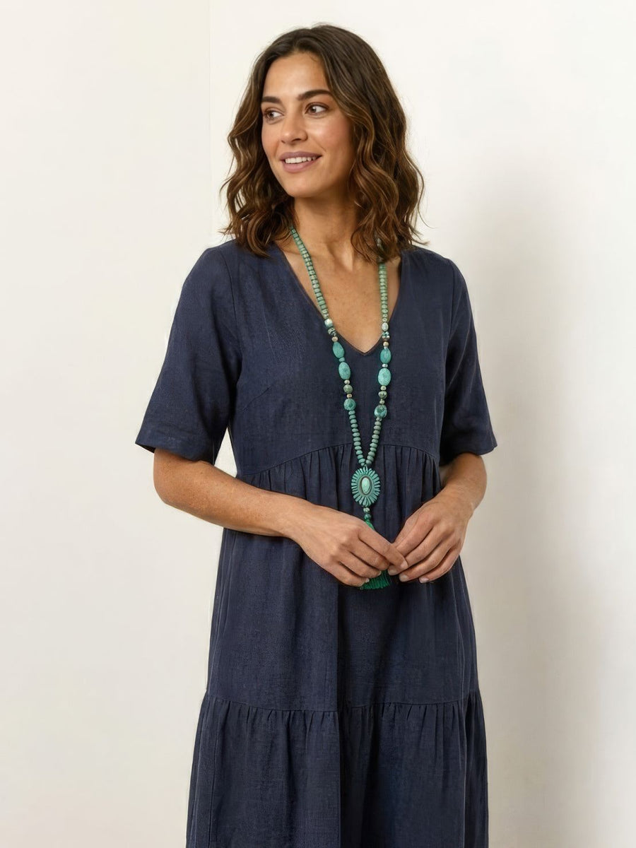 Tiffany | Boho Maxi Dress Tiered V-Neck