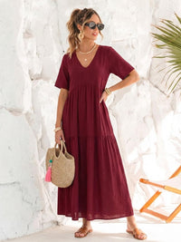 Tiffany | Boho Maxi Dress Tiered V-Neck
