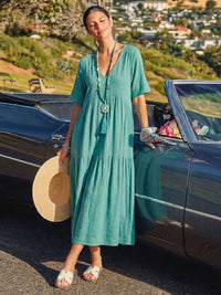 Tiffany | Boho Maxi Dress Tiered V-Neck