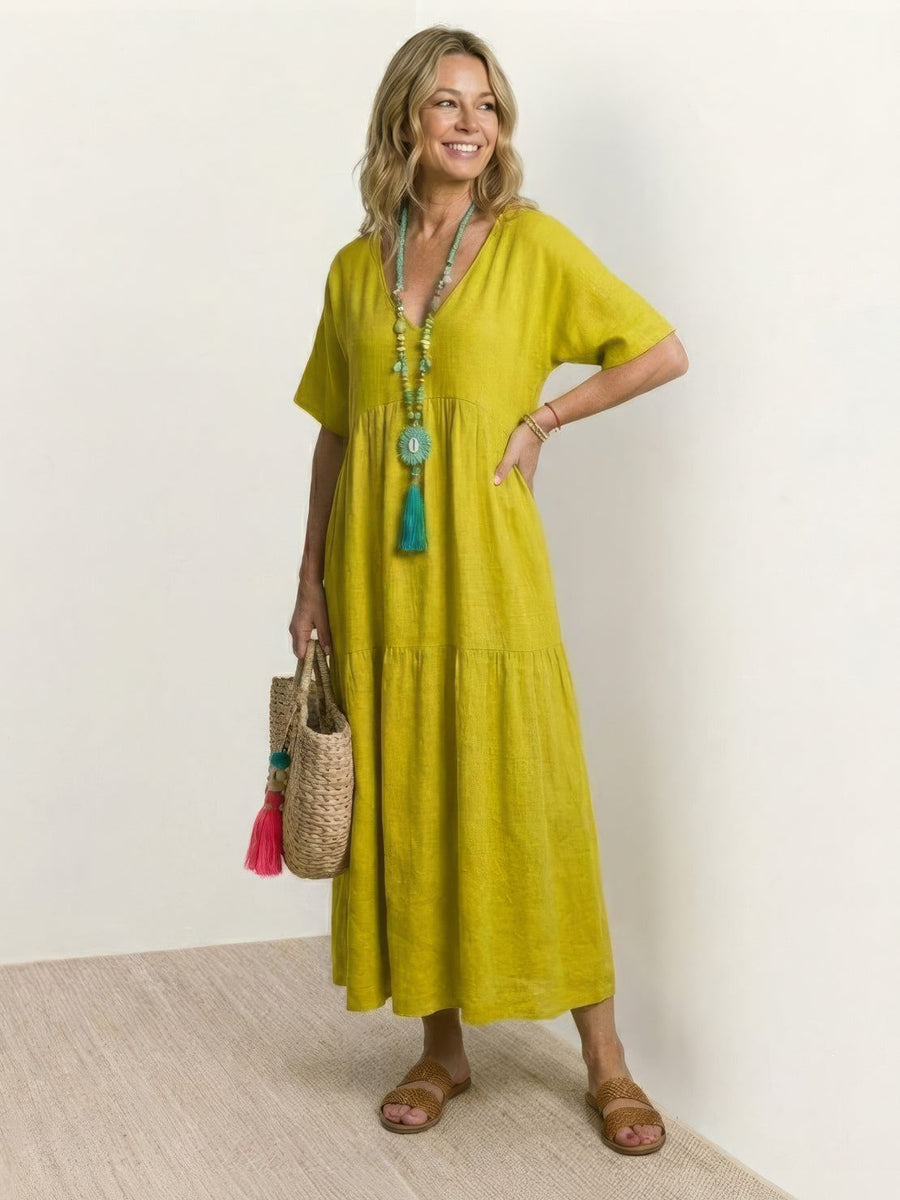Tiffany | Boho Maxi Dress Tiered V-Neck
