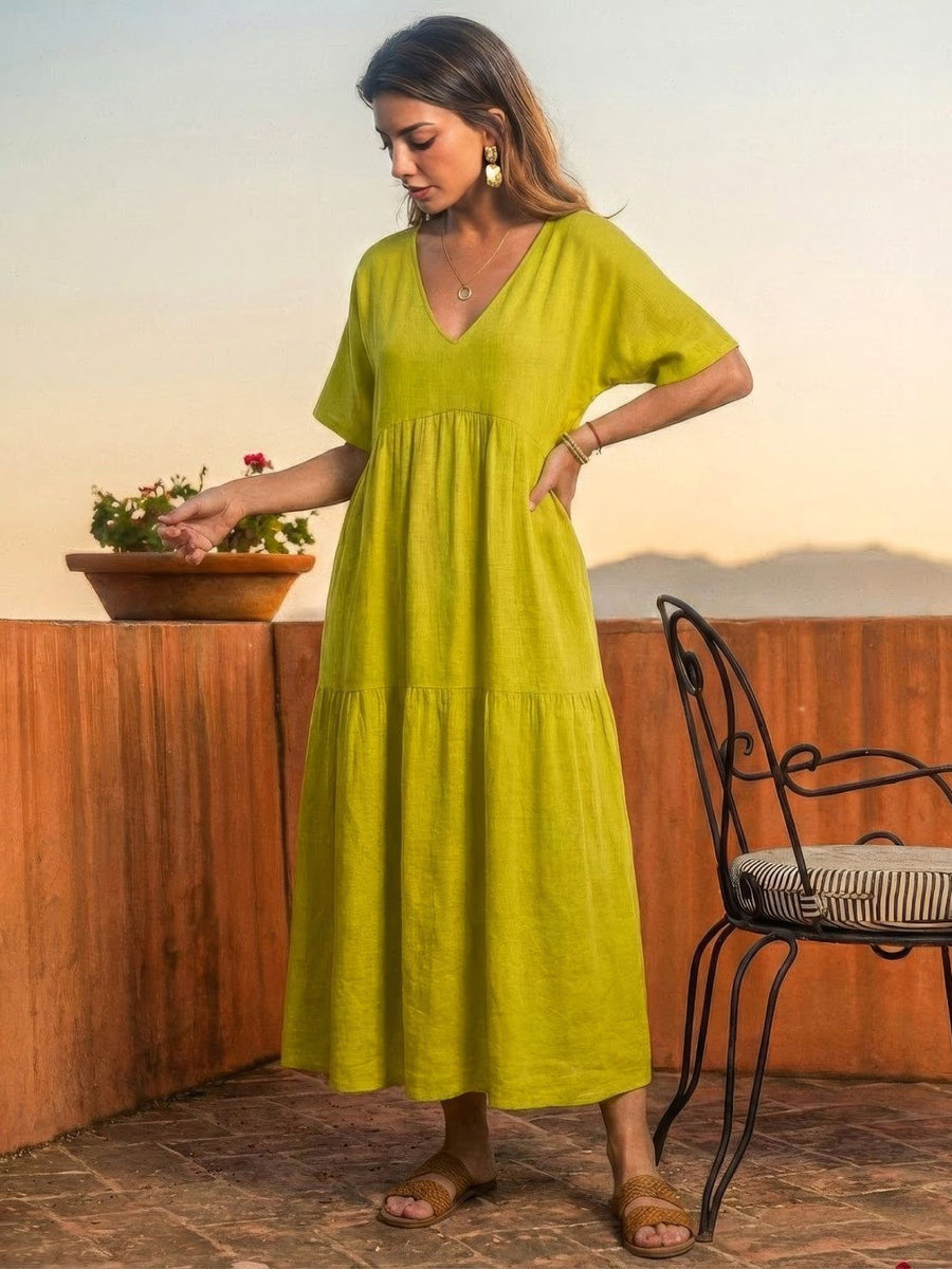 Tiffany | Boho Maxi Dress Tiered V-Neck