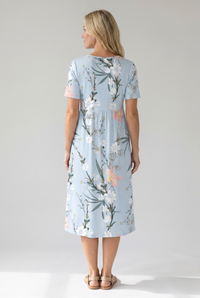 Leah | Short Sleeve Floral Midi Dress with Pockets