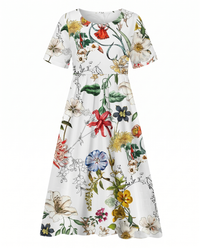 Leah | Short Sleeve Floral Midi Dress with Pockets