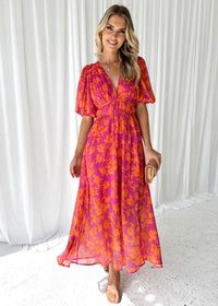 Sarah | Wedding Guest Maxi Dress Floral V-Neck