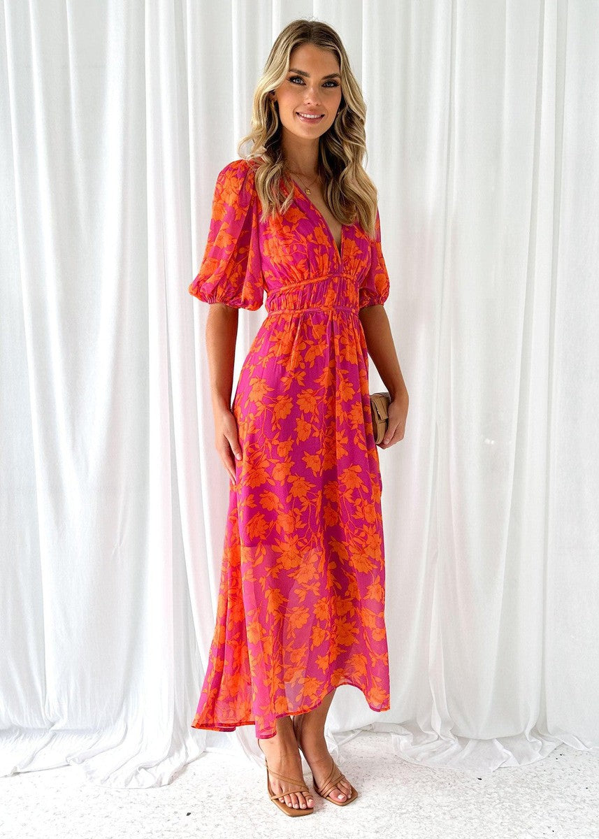 Sarah | Wedding Guest Maxi Dress Floral V-Neck