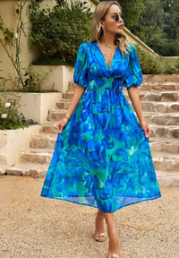 Rosalie | Wedding Guest Midi Dress Floral V-Neck