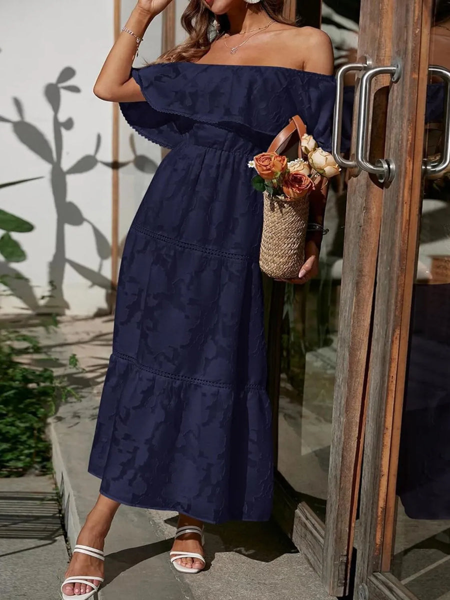 Quincy | Wedding Guest Maxi Dress Off-Shoulder Tiered