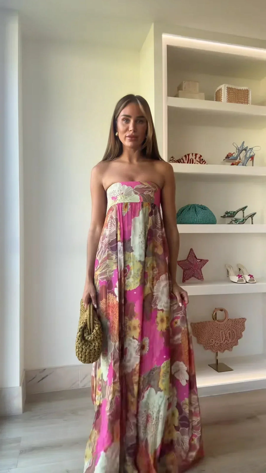 Rebecca | Wedding Guest Maxi Dress Strapless Floral